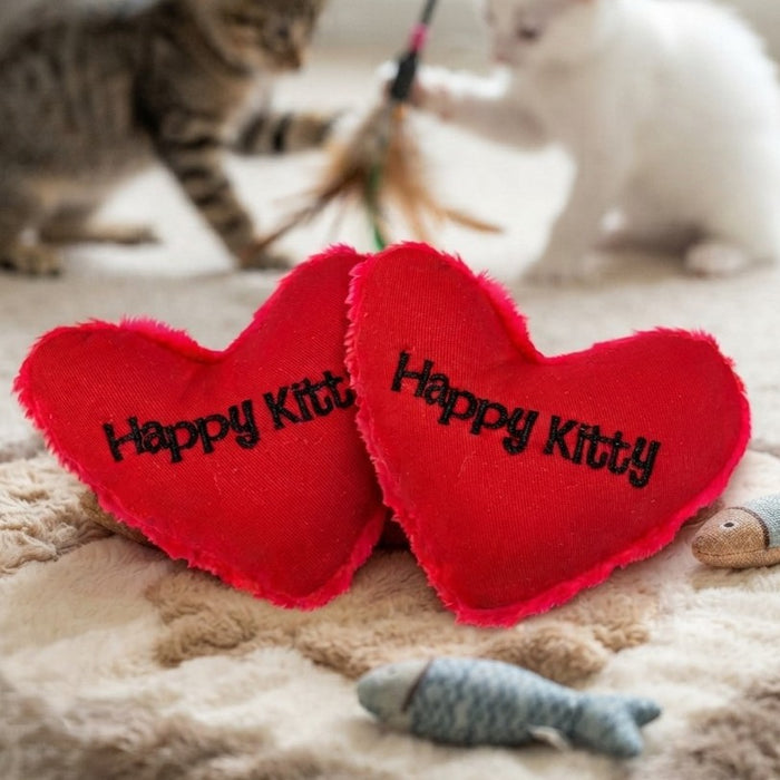 Yeowww Hearrrt Attack Happy Kitty Heart Shape Catnip Toy 4" 2-Pack