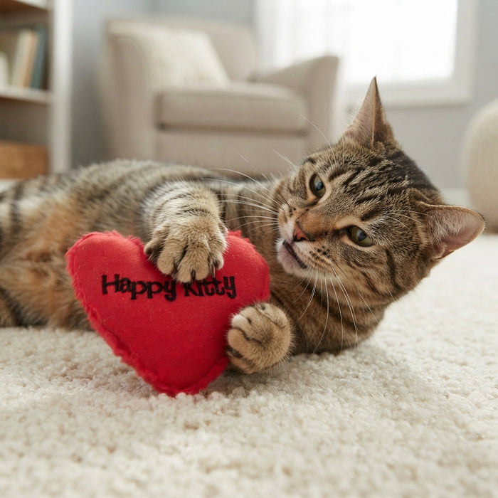 Yeowww Hearrrt Attack Happy Kitty Heart Shape Catnip Toy 4" 3-Pack