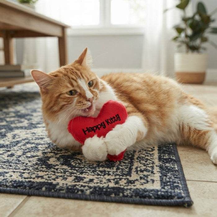 Yeowww Hearrrt Attack Happy Kitty Heart Shape Catnip Toy 4" 3-Pack