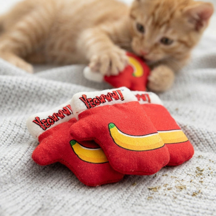 Yeowww! Holiday Catnip Kitten Mittens Cat Toy Red Banana 3-Pack