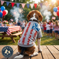 Zack & Zoey America's Pup Flag Dog Tee Gray S/M