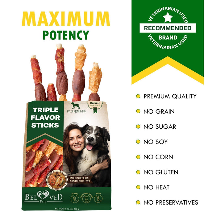 Zamzamas Grain-Free Dog Treats — Beef, Chicken & Duck Jerky Bites