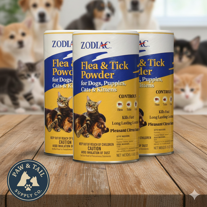 Zodiac Flea & Tick Powder 6 oz. for Dogs Puppies Cats Kittens Shaker Top 3PCK