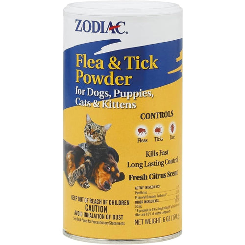 Zodiac Flea & Tick Powder 6 oz. for Dogs Puppies Cats Kittens Shaker Top 3PCK