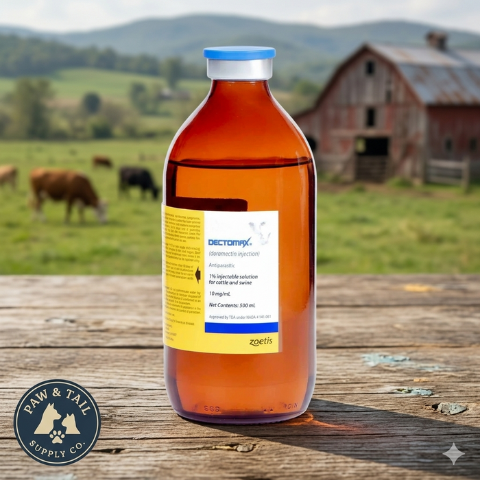 Zoetis Dectomax 1% Injectable Dewormer Cattle Swine Parasites 500ml