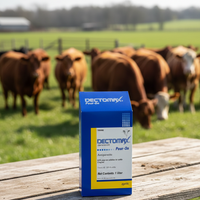 Zoetis Dectomax Cattle Pour-On Dewormer 1 Liter Doramectin Controls 33 Parasites