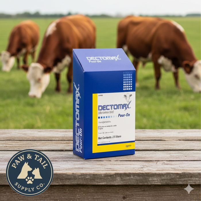 Zoetis Dectomax Cattle Pour-On Dewormer 2.5 Liter Doramectin Controls 33 Parasites