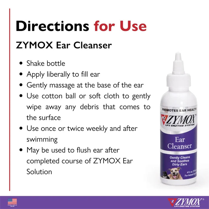 Zymox Enzymatic Ear Cleanser LP3 Enzyme Ear Cleaner for Dogs & Cats 4 oz.