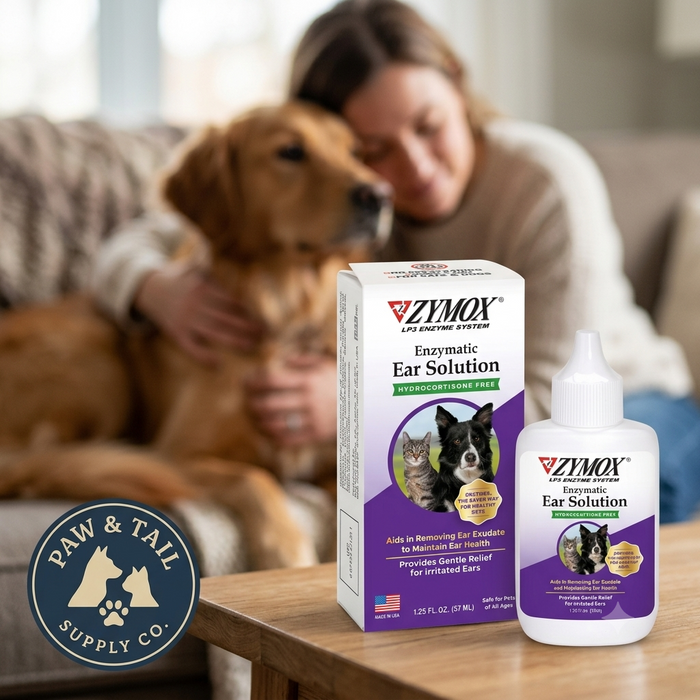 Zymox Enzymatic Ear Solution Hydrocortisone Free 1.25 oz for Dogs & Cats
