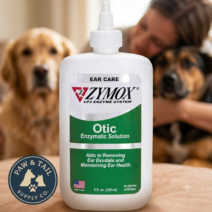 Zymox Otic Enzymatic Solution Gentle Hydrocortisone-Free Ear Care for Dogs Cats 8 oz.